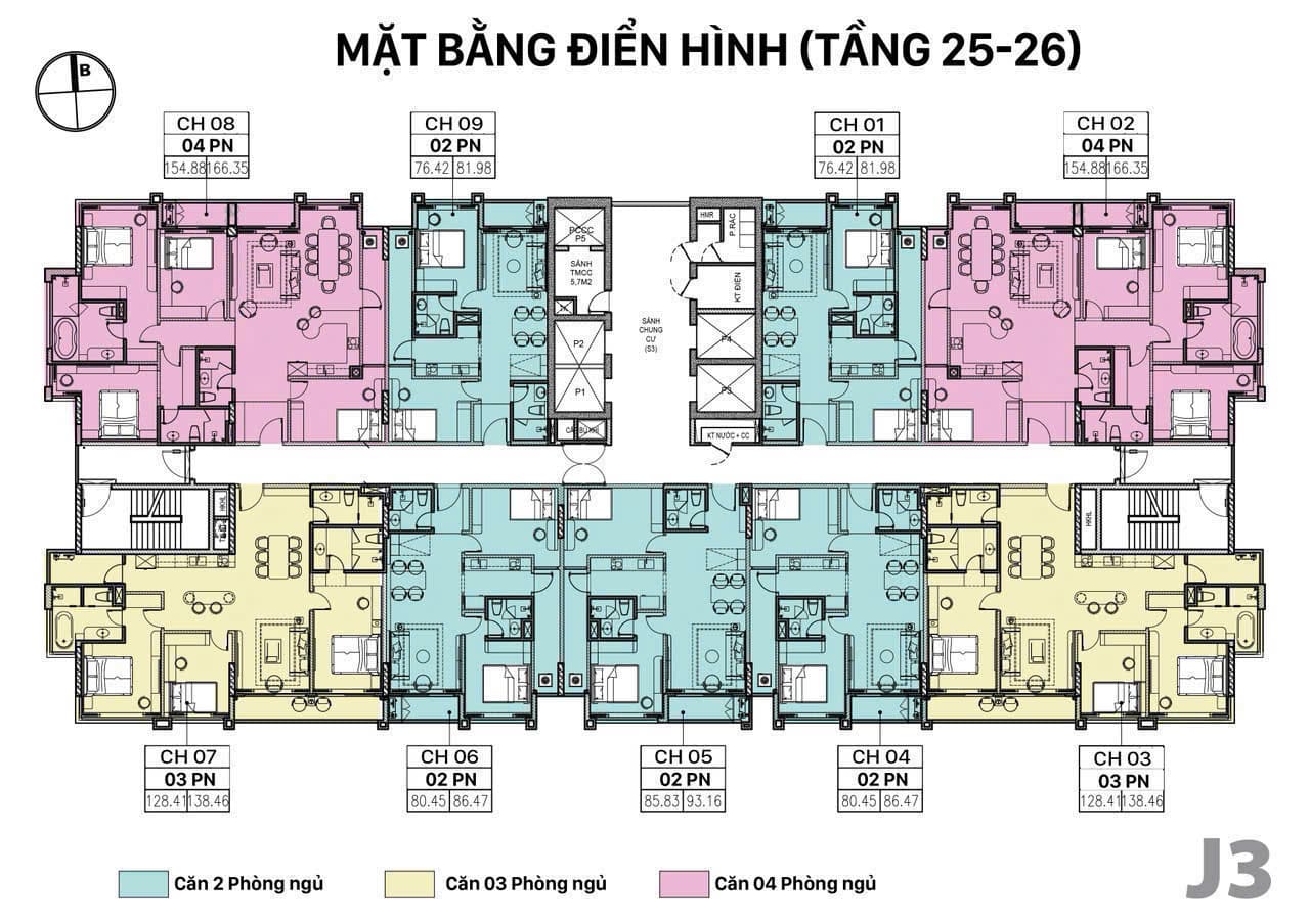 Mặt bằng tầng 25 - 26 dự án Jade Square