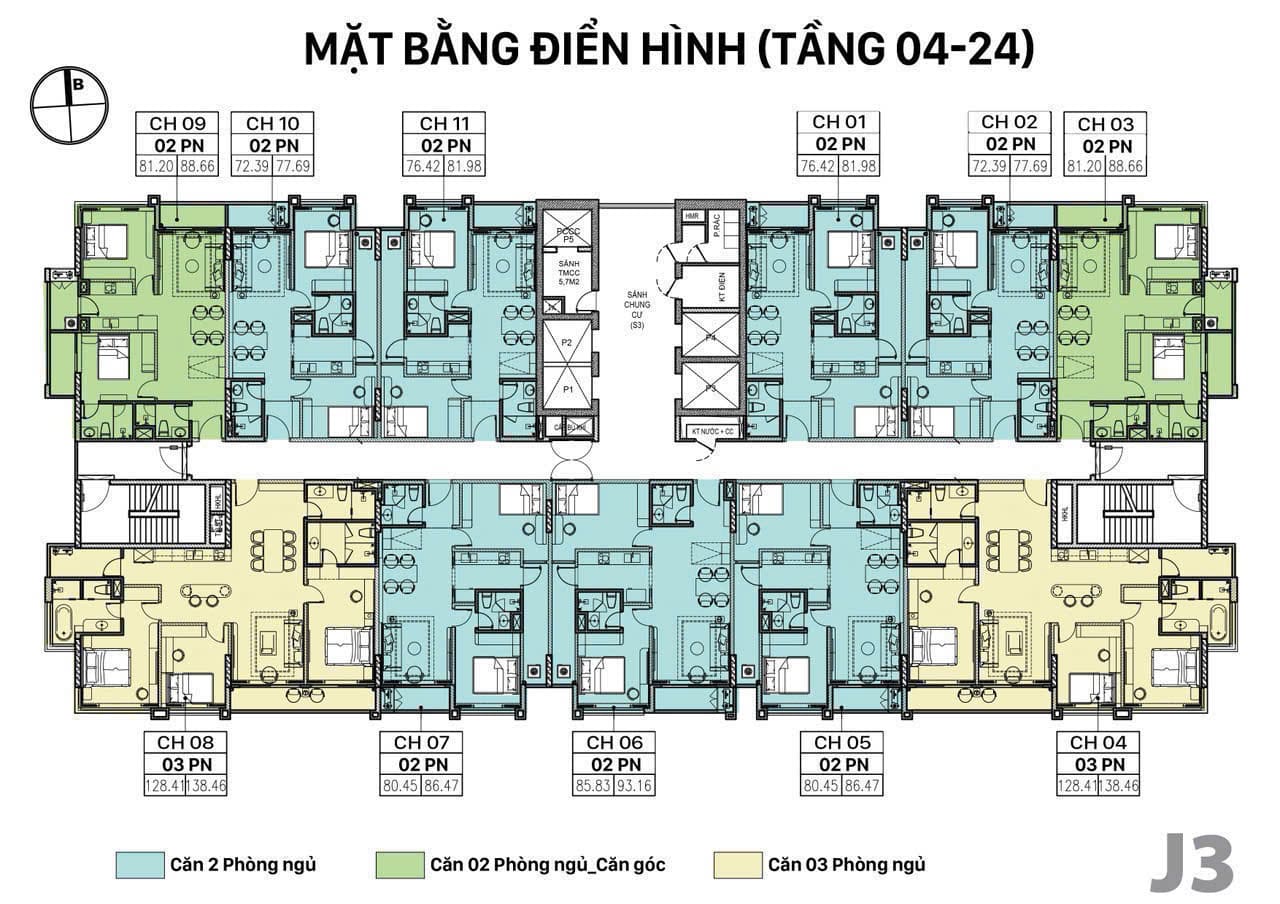 Mặt bằng tầng 4 - 24 dự án Jade Square