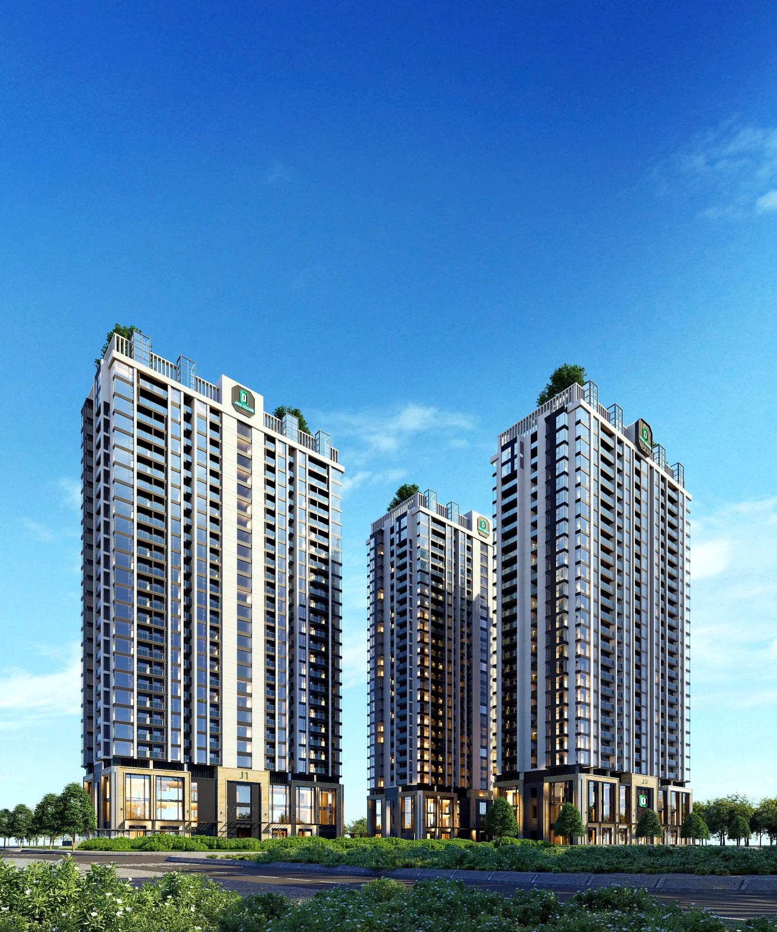 Phối cảnh mặt sau của 3 tòa căn hộ dự án Jade Square